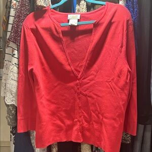 Talbots Vibrant hot pink Vneck cardi